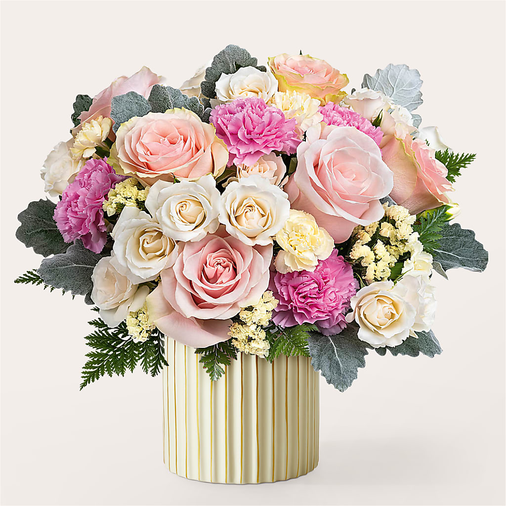 Blissful Moments Bouquet with Ivory Vase – Tri-city Florist, Vista CA