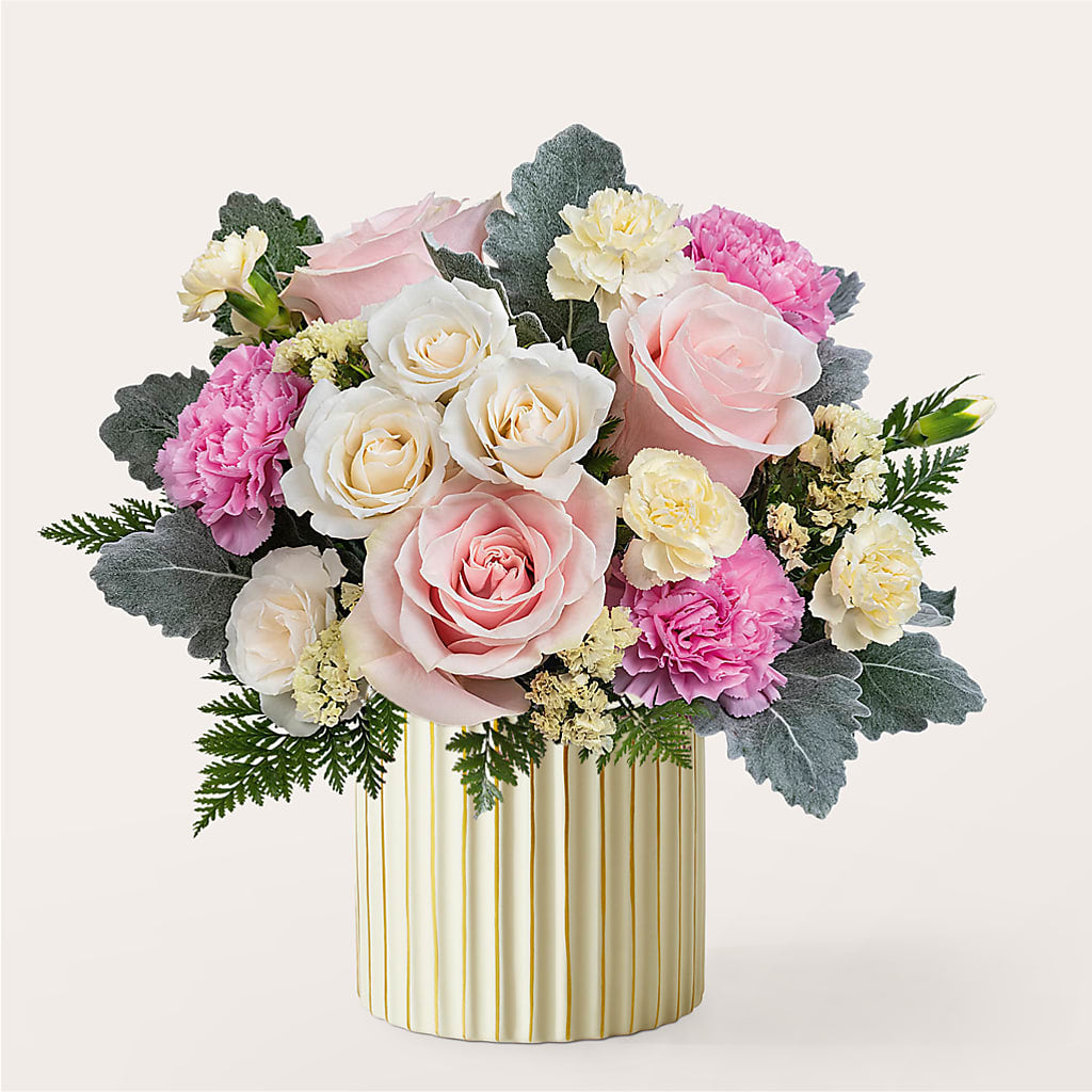 Blissful Moments Bouquet with Ivory Vase – Tri-city Florist, Vista CA
