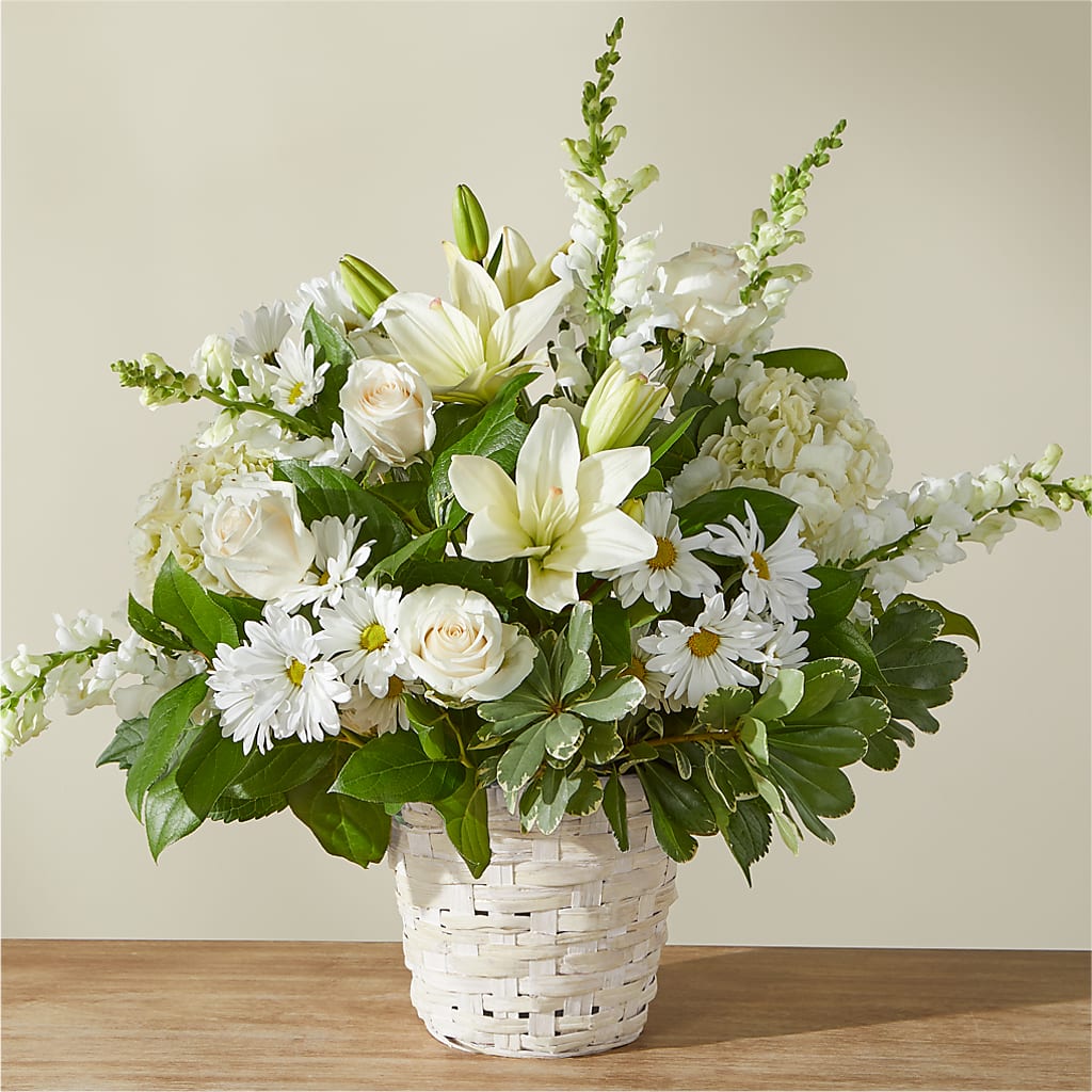 Ivory Elegance Floral Basket – Tri-city Florist, Vista CA