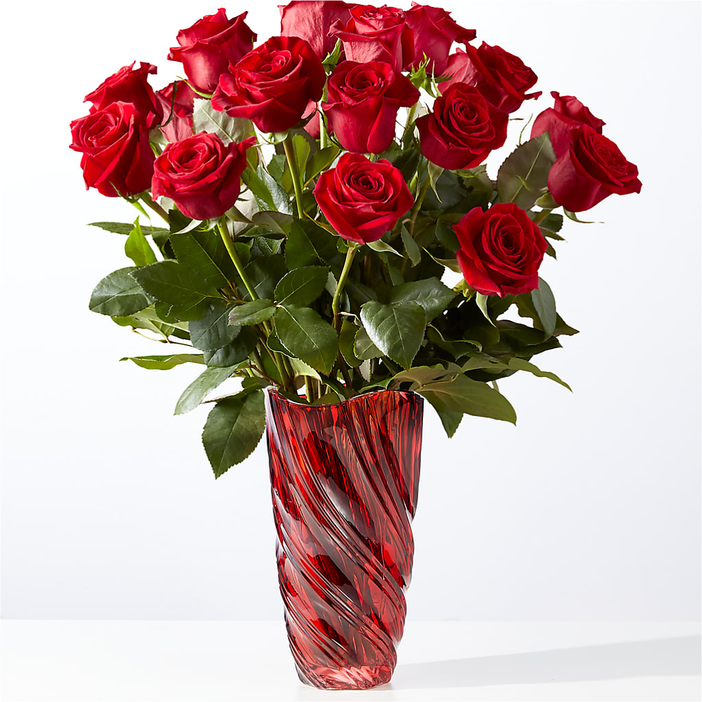 Classic Love Red Rose Bouquet with Luxe Swirl Vase – Tri-city Florist, Vista CA