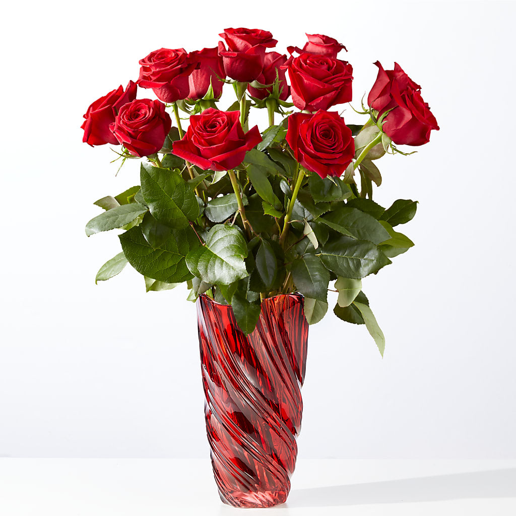 Classic Love Red Rose Bouquet with Luxe Swirl Vase – Tri-city Florist, Vista CA