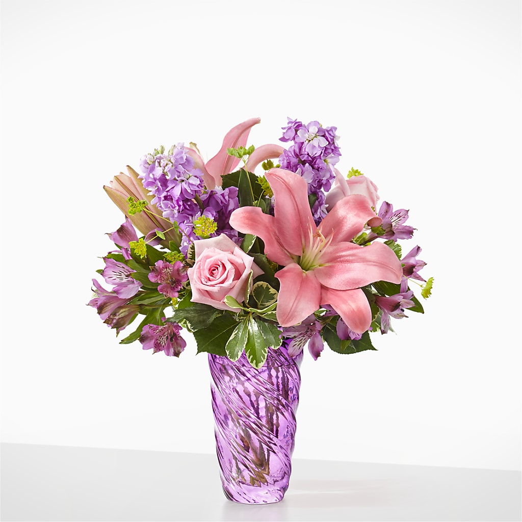 Precious Petals Bouquet with Luxe Swirl Vase – Tri-city Florist, Vista CA