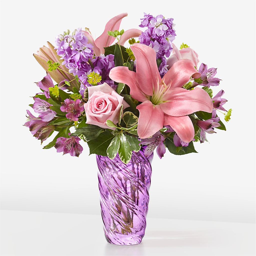 Precious Petals Bouquet with Luxe Swirl Vase – Tri-city Florist, Vista CA