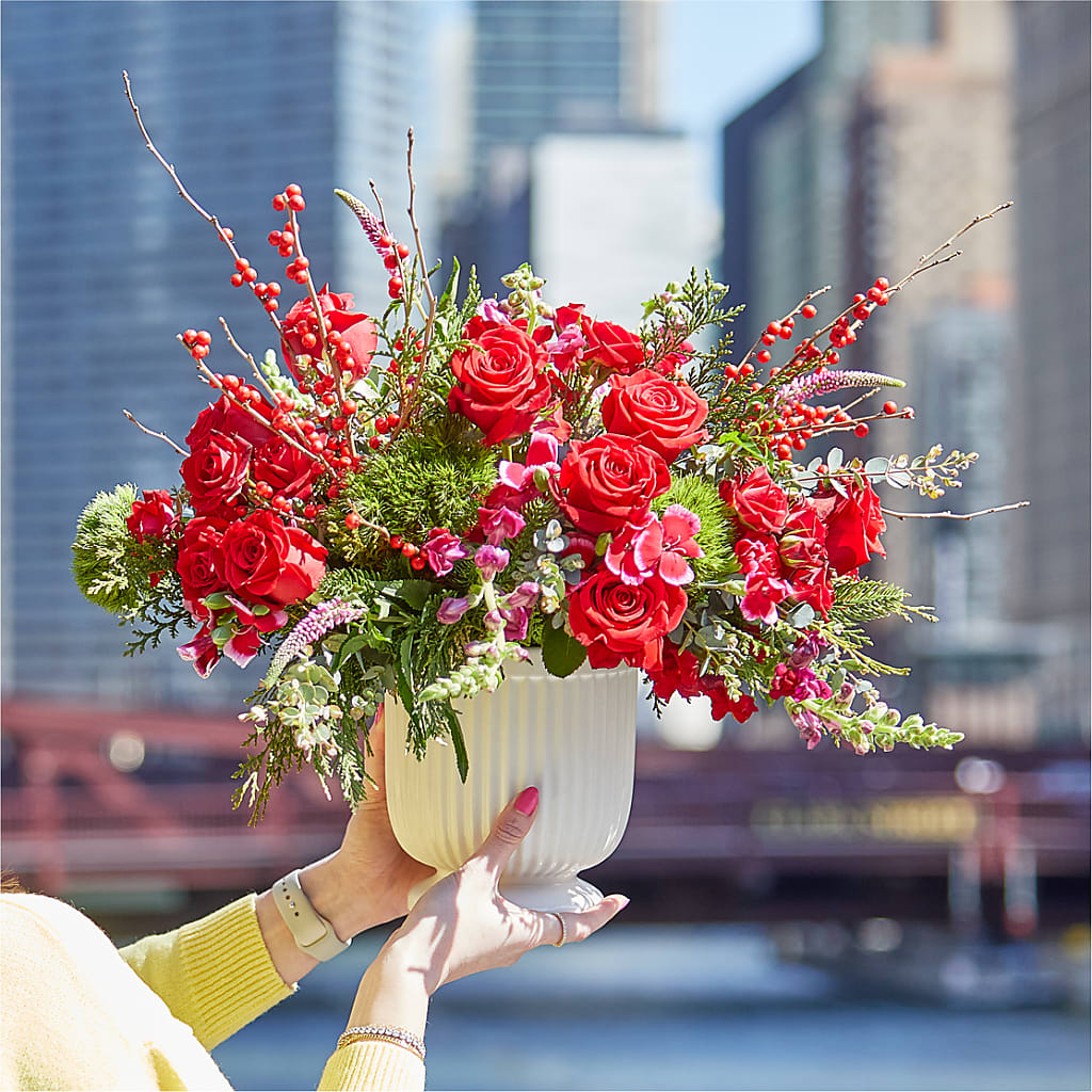 Big Red Bow Bouquet –  Tri-city Florist, Vista CA