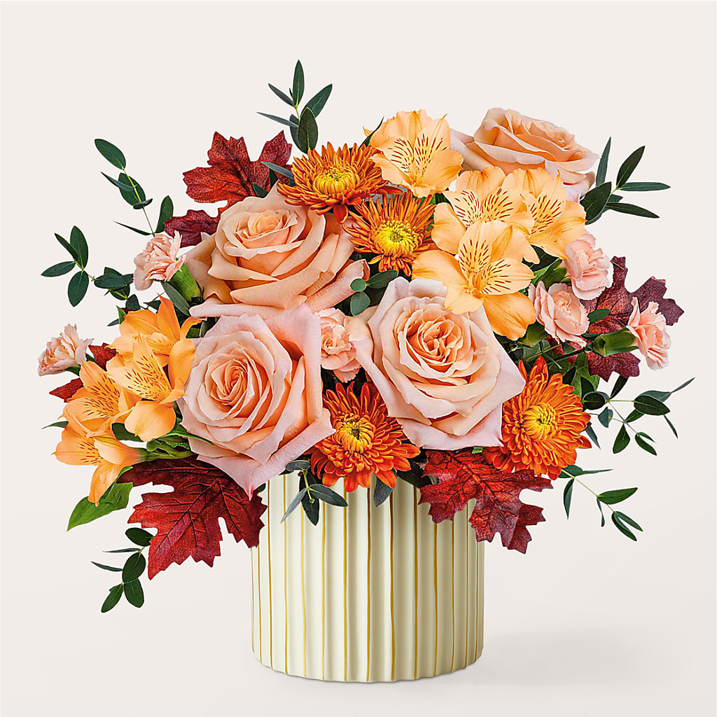 Spiced Latte Bouquet with Ivory Vase –  Tri-city Florist, Vista CA