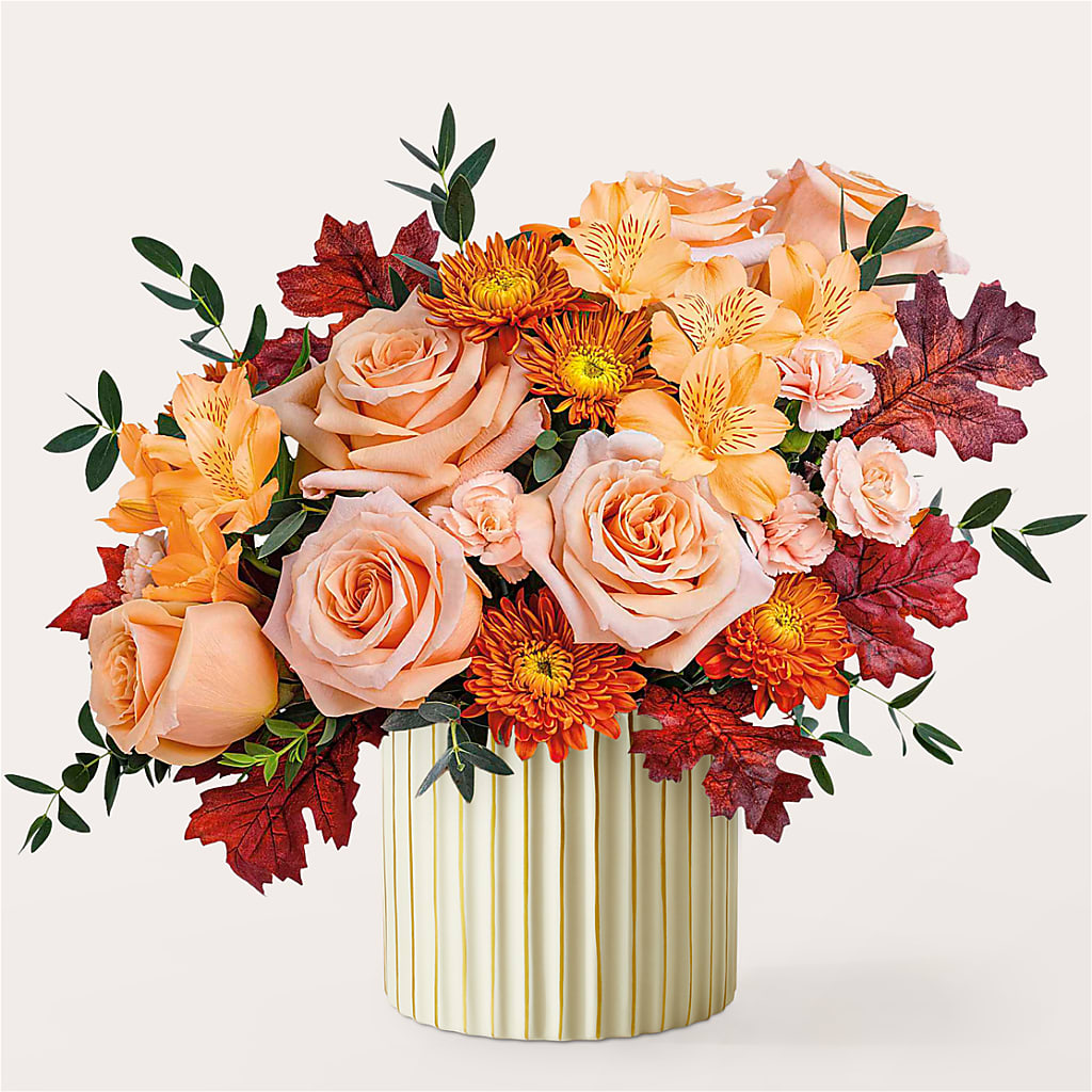 Spiced Latte Bouquet with Ivory Vase –  Tri-city Florist, Vista CA