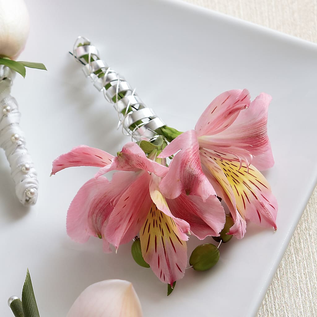 Pink Peruvian Lily Boutonniere