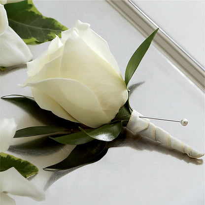White Rose Boutonniere –  Tri-city Florist, Vista CA